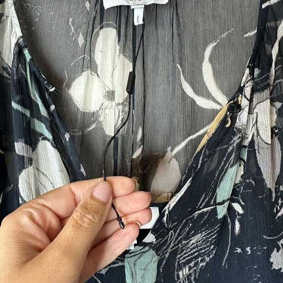 Reiss Dress Sz 12 Navy Floral Carina Spring Whimsigoth Maxi w/ High Front Slit - Picture 7 of 16